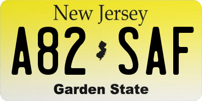 NJ license plate A82SAF