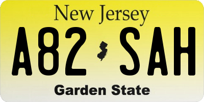 NJ license plate A82SAH