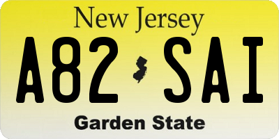 NJ license plate A82SAI