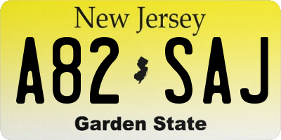 NJ license plate A82SAJ