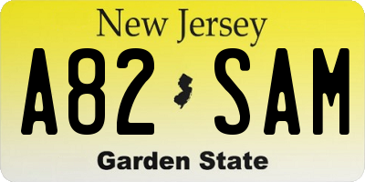 NJ license plate A82SAM