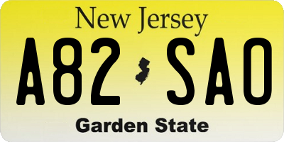 NJ license plate A82SAO