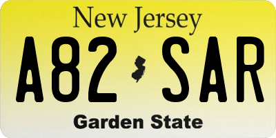 NJ license plate A82SAR