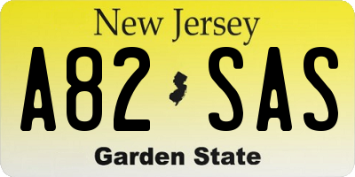NJ license plate A82SAS