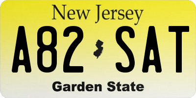 NJ license plate A82SAT