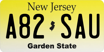 NJ license plate A82SAU
