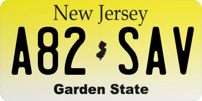 NJ license plate A82SAV