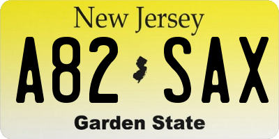 NJ license plate A82SAX