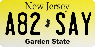 NJ license plate A82SAY