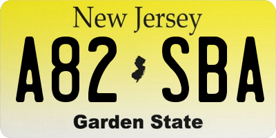 NJ license plate A82SBA