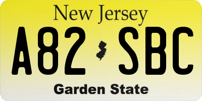 NJ license plate A82SBC