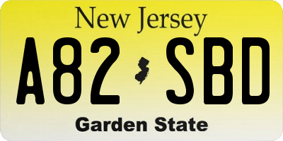 NJ license plate A82SBD