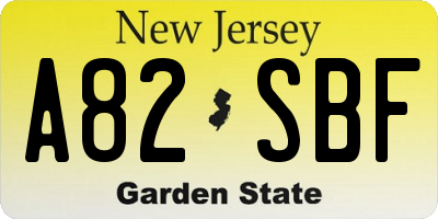 NJ license plate A82SBF