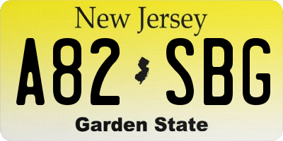 NJ license plate A82SBG