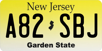 NJ license plate A82SBJ