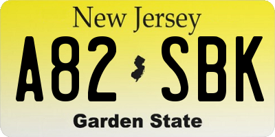NJ license plate A82SBK