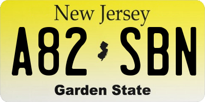 NJ license plate A82SBN
