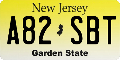NJ license plate A82SBT
