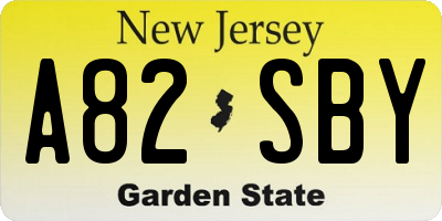 NJ license plate A82SBY