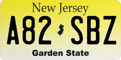 NJ license plate A82SBZ