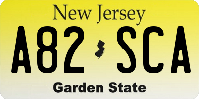 NJ license plate A82SCA