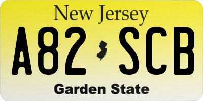 NJ license plate A82SCB