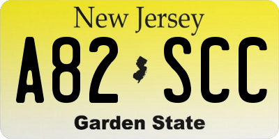 NJ license plate A82SCC