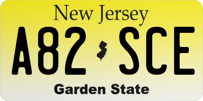 NJ license plate A82SCE