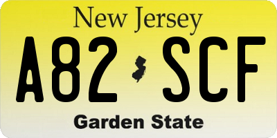 NJ license plate A82SCF