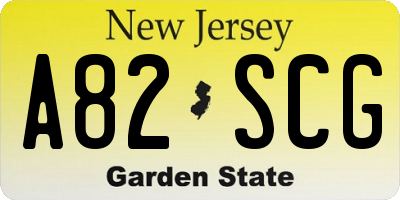 NJ license plate A82SCG