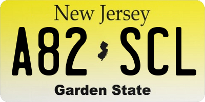 NJ license plate A82SCL