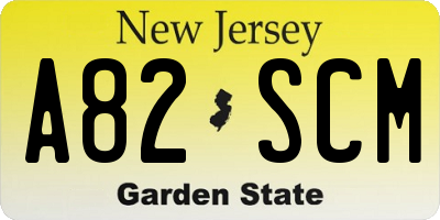 NJ license plate A82SCM