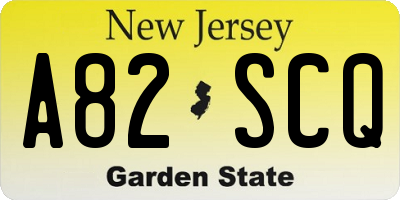 NJ license plate A82SCQ