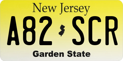 NJ license plate A82SCR