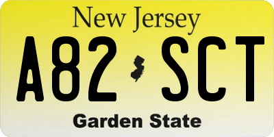 NJ license plate A82SCT