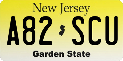 NJ license plate A82SCU