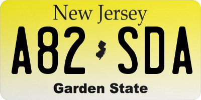 NJ license plate A82SDA