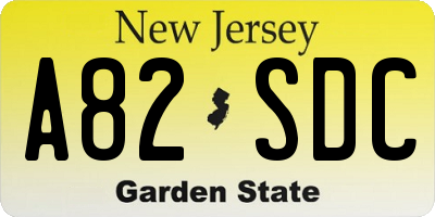 NJ license plate A82SDC