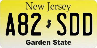 NJ license plate A82SDD
