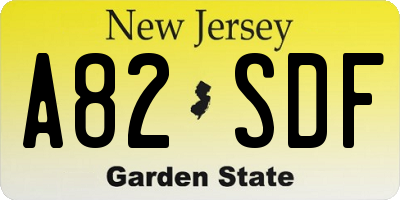 NJ license plate A82SDF