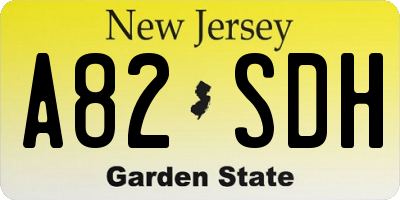 NJ license plate A82SDH