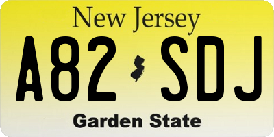 NJ license plate A82SDJ