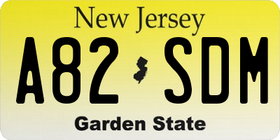 NJ license plate A82SDM
