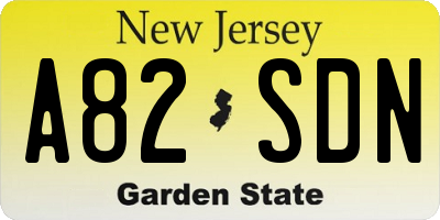 NJ license plate A82SDN