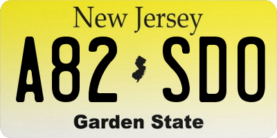 NJ license plate A82SDO