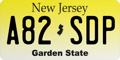NJ license plate A82SDP