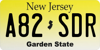 NJ license plate A82SDR