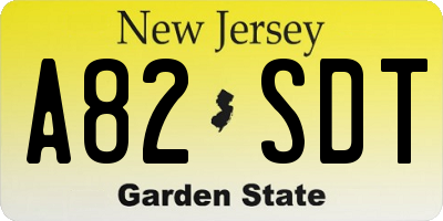 NJ license plate A82SDT