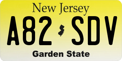 NJ license plate A82SDV