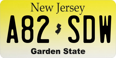 NJ license plate A82SDW